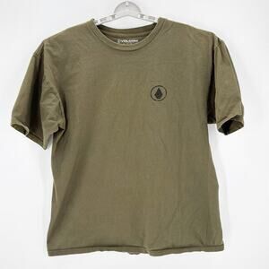Volcom green black T-shirt graphic logo on back casual surfing snowboard skater